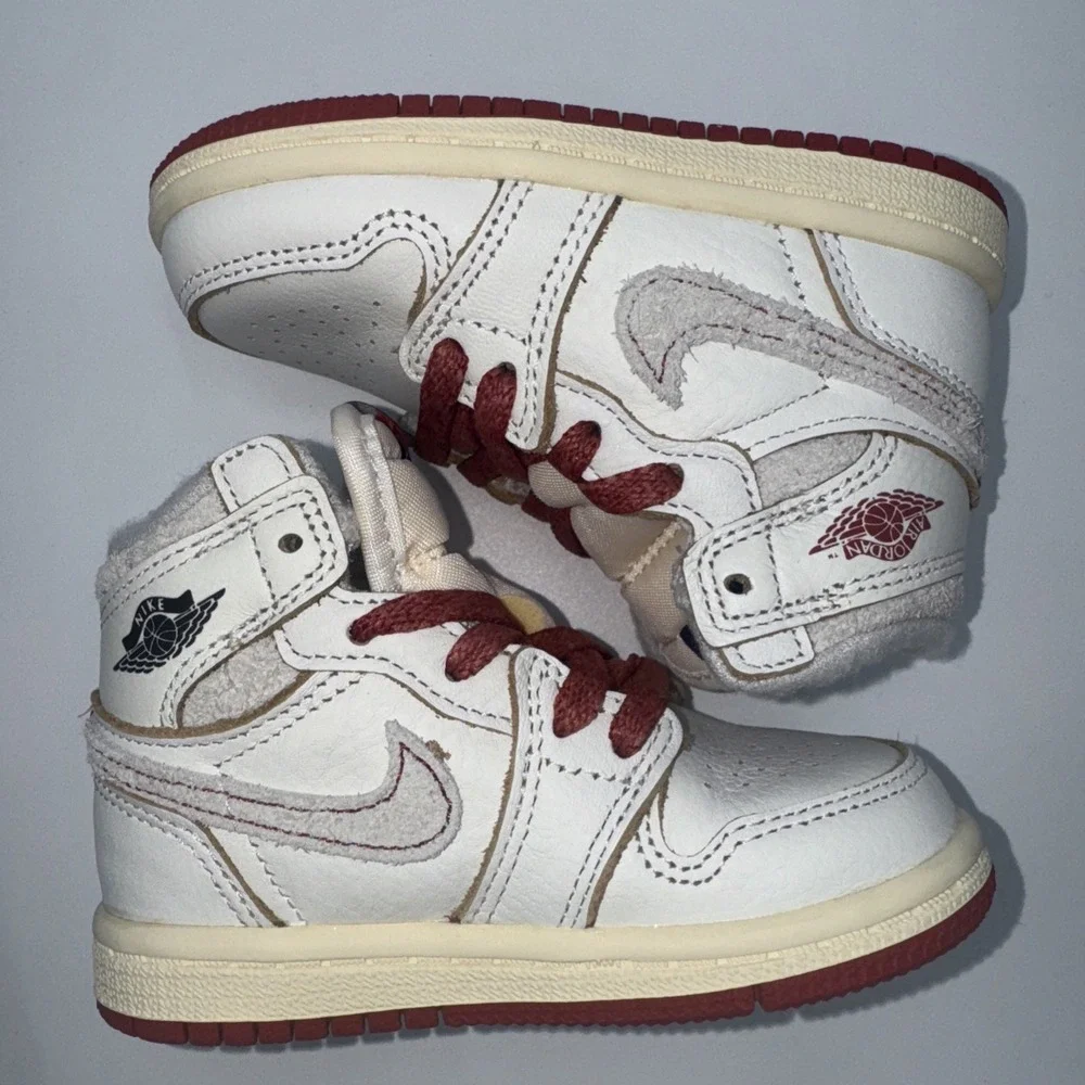 Jordan 1 Retro High OG Toddler Shoes Pale Ivory/Cinnabar New With Box Size 6c